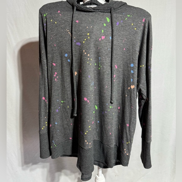 white birch Tops - White Birch Gray With Color Splatter Sweatshirt With Pockets Size XL